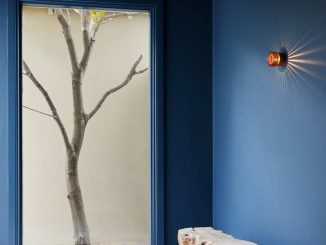 Синяя-синяя комната в светлом интерьере