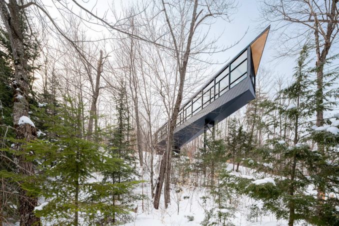 Консольный домик над деревьями в Канаде