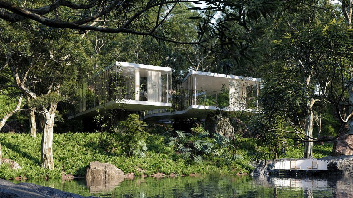 Архитектурная фантазия: лесной дом в стилистике бразильского модернизма